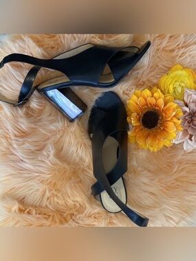 Block Heels Mirrored Smoke Crossover Sandals By NY & Company Size 8